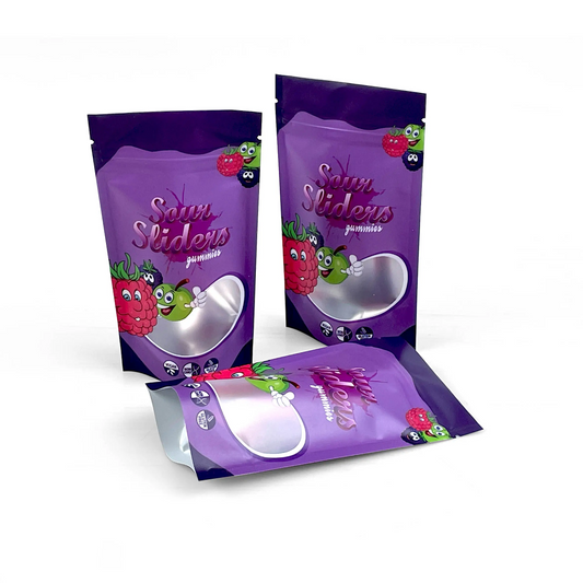 Resealable Mylar Bags With Clear Window Candy Food Storage Bag Plastic Packaging Stand up Bag
