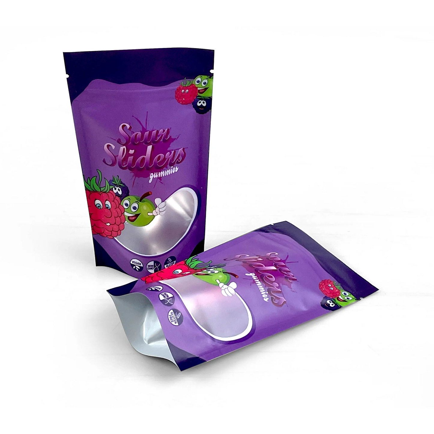 Resealable Mylar Bags With Clear Window Candy Food Storage Bag Plastic Packaging Stand up Bag