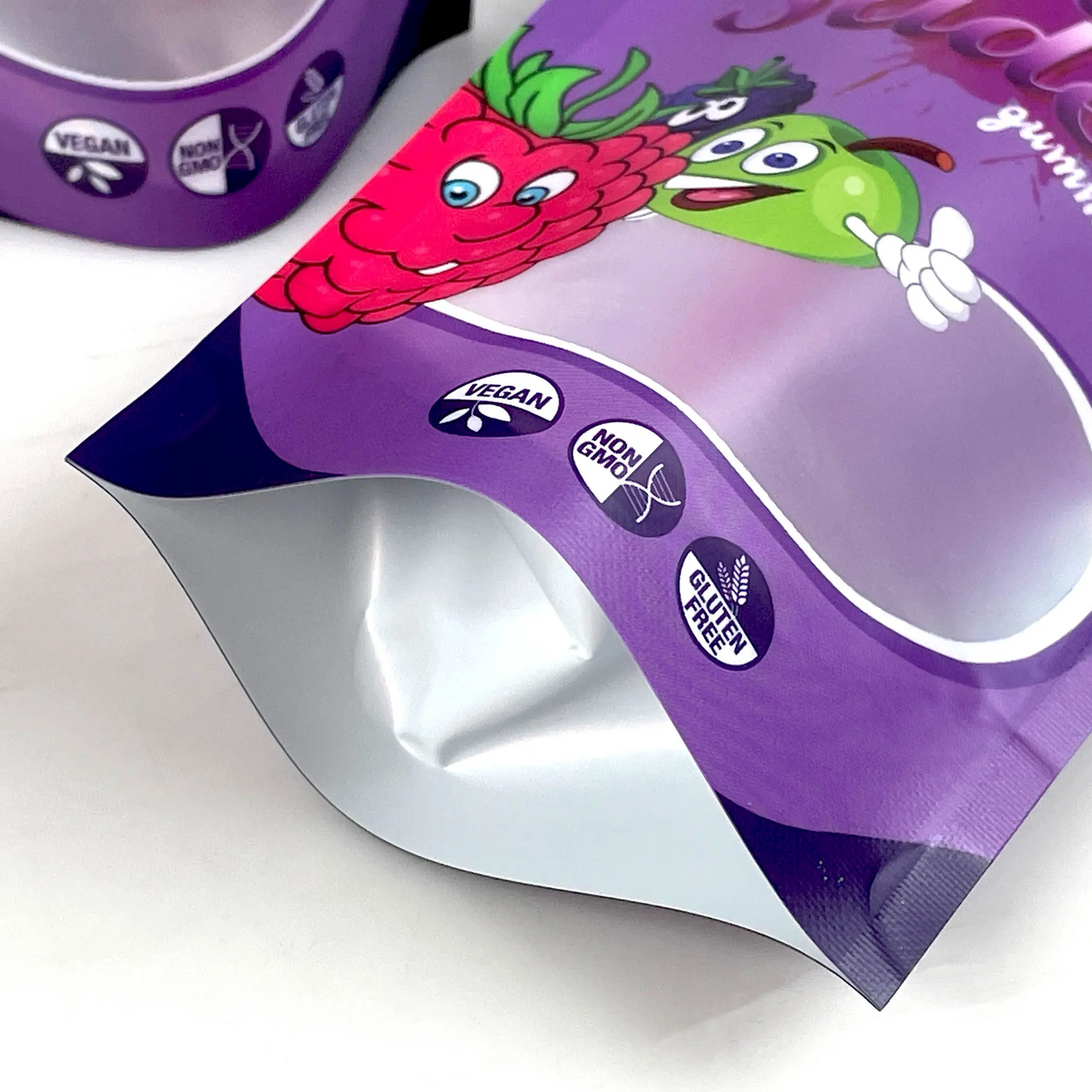 Resealable Mylar Bags With Clear Window Candy Food Storage Bag Plastic Packaging Stand up Bag